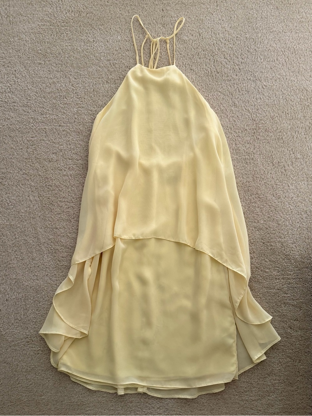 Miss Selfridge Butter Yellow Halter Low Back Mini Dress - Size 4